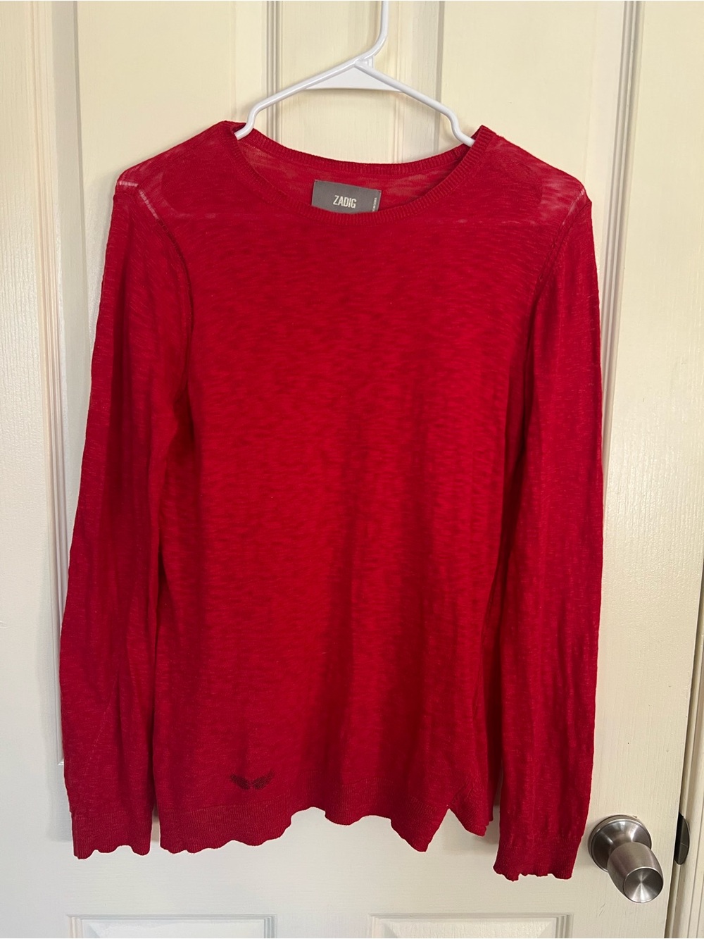Zadig & Voltaire Miss City Red Sheer Cotton Sweater Top S
